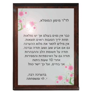 לוח הוקרה בשילוב עץ, גדול