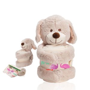 בובת כלב עם שמיכה